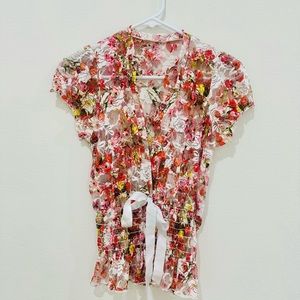 Fashion Magazine - Orange/White Lace top